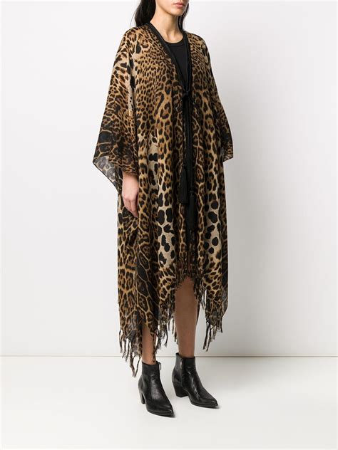 Shop Saint Laurent Leopard Poncho 